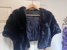 Vintage Mink Fur Capelet Wrap Silky Soft Black 1970s