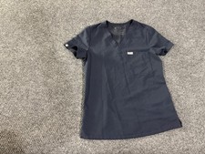 FIGS Blouse Womens XXS Blue Technical Collection V Neck Short Sleeve Scrub Top
