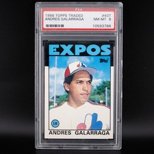 1986 Topps Traded Andres Galarraga RC #40T PSA 8 NM-MT Expos Rookie Card ??. rookie card picture