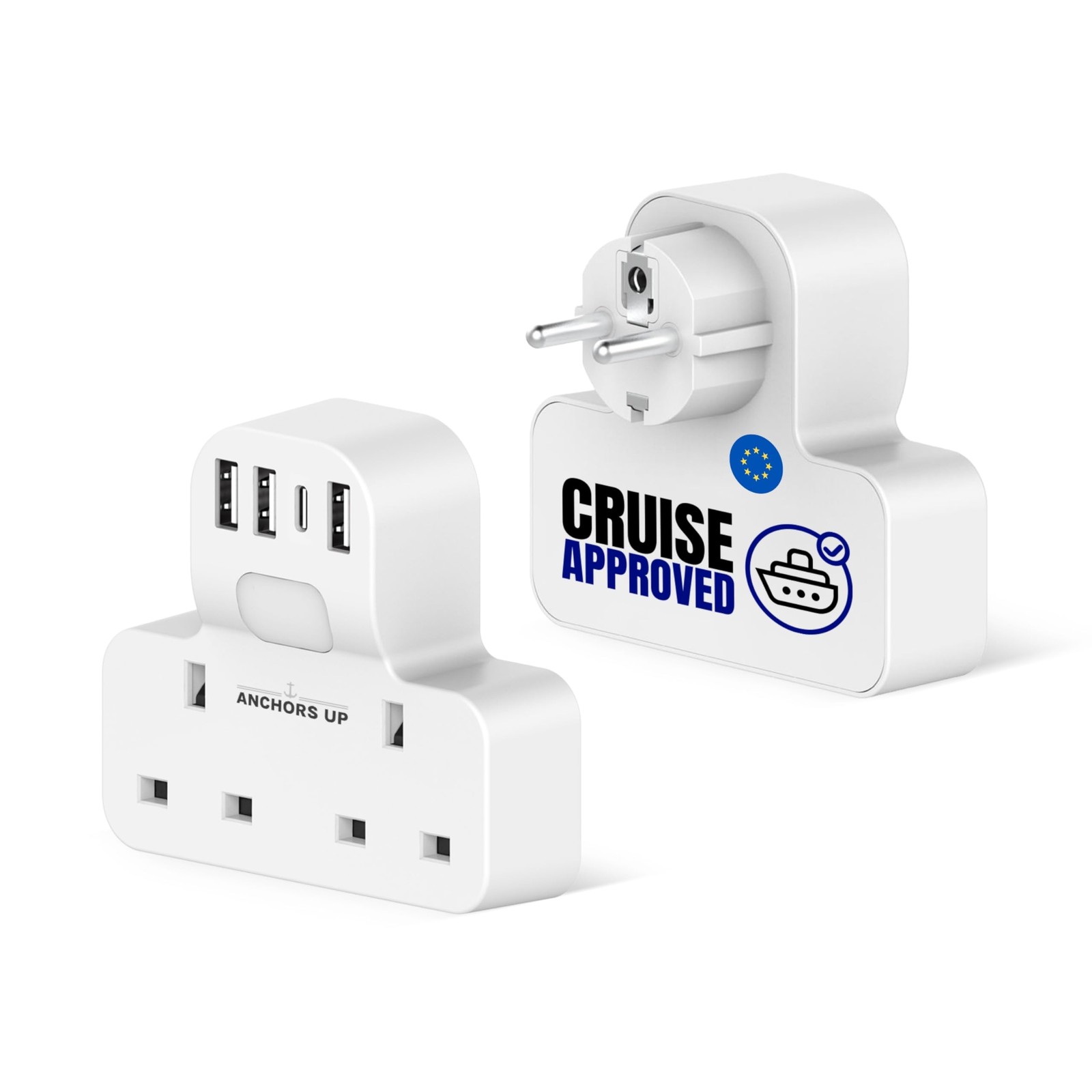Cruise Approved 7-in-1 Travel Adapter – Non Surge for Cruise Ships – 4 USB Ports - Image 3