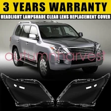 Pair Headlight Lampshade Clear Lens Replacement Cover For Lexus LX570 2007-2012