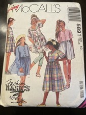 McCall's 5891 Uncut Sewing Pattern Girls Size 10 Jumpsuit And Dresses