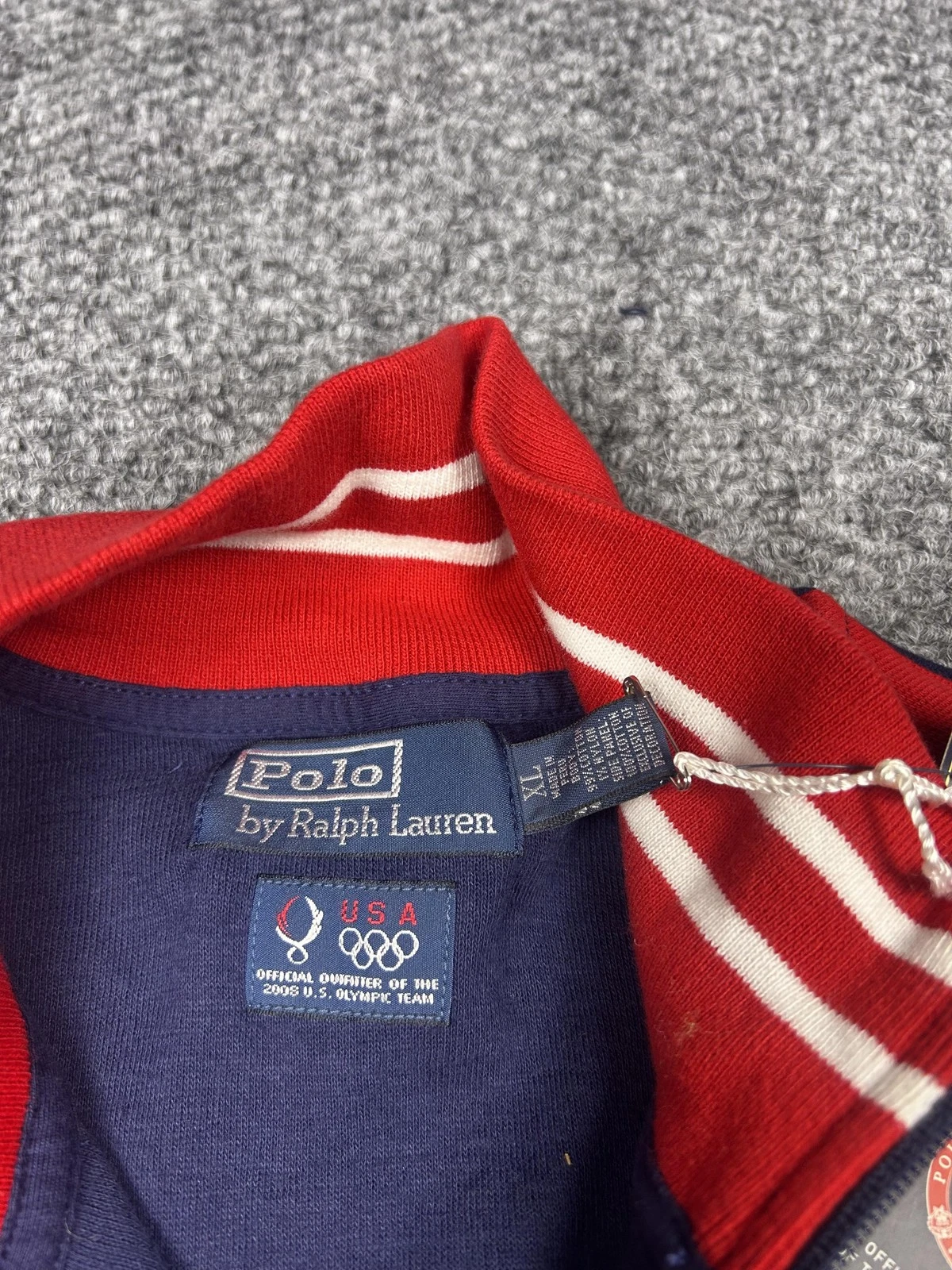 Team USA Jacket Mens XL Navy Red Full Zip Olympics Beijing 2008 Track Top - product detail image 3