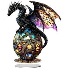 Bunte Acryl Drachen Figuren Deko,  2D Skulptur Deko mit Ovalem Sockel, Exquis...
