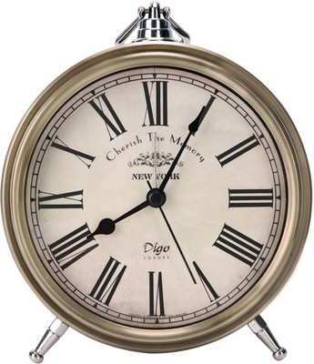 Vintage Table Clock on Stand, Super Silent Non Ticking Silvery Small Analog Alar
