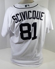 2019 Detroit Tigers Kade Scivicque #81 Game Used White Jersey 48 DP20668