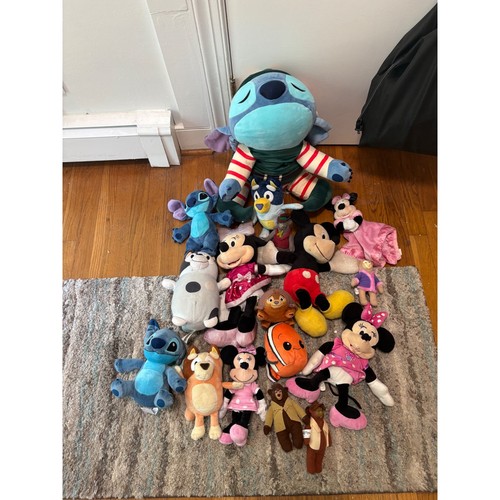 Disney Bluey Stitch Mickey Minnie Nemo Plush Toy Lot Mixed Characters 17pc
