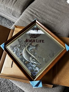 Miller High Life Tip Up Beer Mirror (New Old Stock)