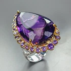 Gemstone 80 ct+ Natural Amethyst Ring 925 Sterling Silver Size 7.5 /R471302