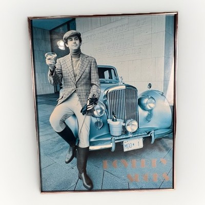 Vintage Poverty Sucks Rolls Royce Framed Poster Blue Monochrome 20x16 Rare Color