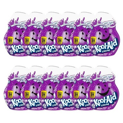 12 Pack Kool-Aid Grape Liquid Drink Mix 1.62 fl oz Sugar Free Caffeine Free