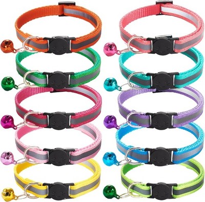 10 Stück Katzenhalsband, Katzenzubehör, Katzenhalsband mit Glocke, größenverstel