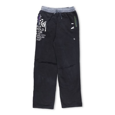 STUSSY Herren Fleckeinsatz Jogginghose schwarz Multi Logo Kordelzug Regular L UVP322