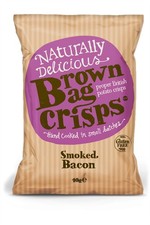 Potato Crisps Brown Bag Smoked Bacon Gluten Free Coelicas Snack 40g - Pack of 20