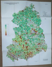 Karte BEVOLKERUNG UND LANDWIRTSCHAFTLICHE NUTZFL&Auml;CHE DER GEMEINDEN DER DDR 1964
