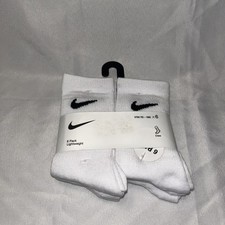 NIKE Boys Unisex Crew Lightweight Socks 6 Pairs YTH size 7C-10C White