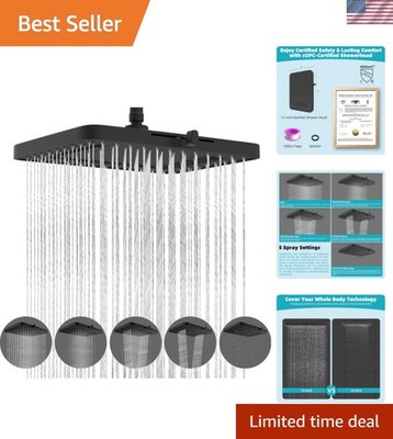 cUPC Certified 5 Spray Modes 13'' High Pressure Rain Shower Head - Matte Black