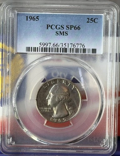 1965 Washington Quarter 25C SMS PCGS SP66 Special Mint Set Clad Toned