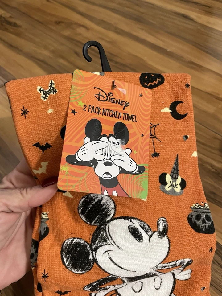 Disney MICKEY MOUSE FALL 2 PACK Hanging Kitchen TOWEL NEW Disney Orange Black - Image 2 of 4