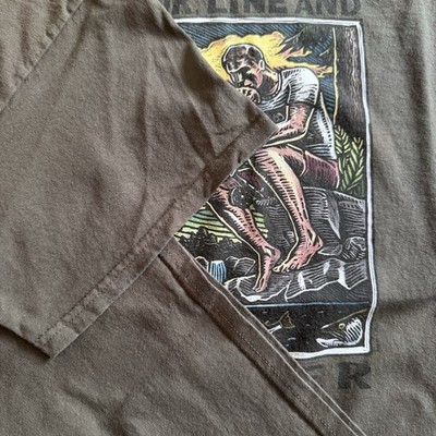 【りょー】 TROLL RIO PHOTO PRASHIRT XL Vintage Ray Troll Brown Mens XL Shirt Hook Line And Thinker