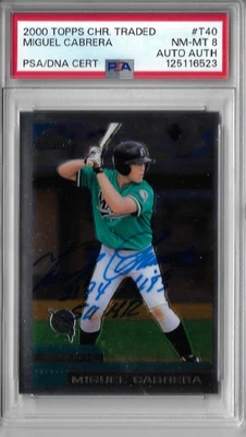 Miguel Cabrera Autographed 2000 Topps Chrome Traded T40 Rookie Card PSA 8 TIGERS - Image 1 of 3