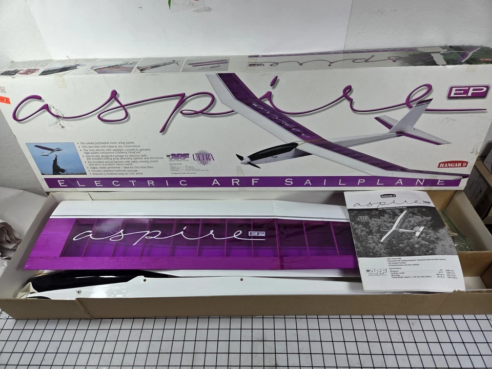 ASPIRE EP  Hangar 9 ULTRA SERIES ARF 2M SAILPLANE #HANI475 - Open Box-READ! - Image 3 of 4