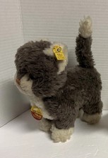 Vtg Steiff Cat Cosy Sulla Standing Gray Plush Swivel Head