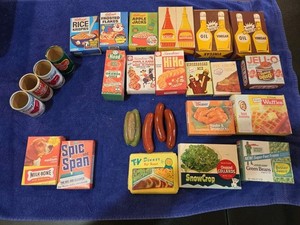 Pretend Play Groceries Paper Cardboard Boxes Vintage Plastic Hotdogs And...