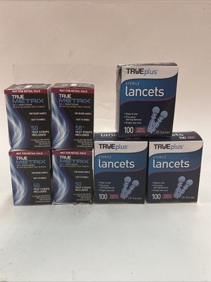 Lot TRUE METRIX NFRS TEST STRIPS 200 COUNT & 300 TRUEplus 28g LANCETS Exp 01/26+