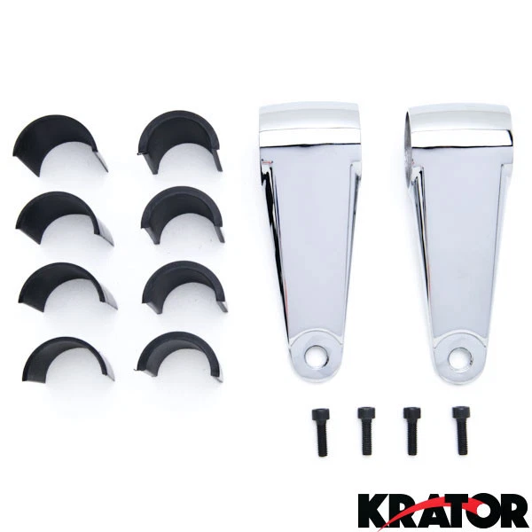 Par de soportes de faros montados en horquilla de 35 mm-41 mm de aluminio pulido cromado con cuñas Foto 3 de 3