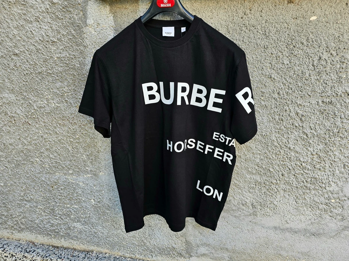 BURBERRY Black Horseferry Logo Print Relaxed Fit Men's T