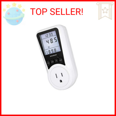 SURAIELEC Watt Meter, Plug-in Socket Power Meter, Auto Cost Calculator, Backlit 