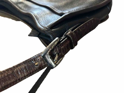BRIGHTON Emma Black Pebbled Leather Croc Zip Shoulder Bag Handbag Purse C642425 - Picture 7 of 9