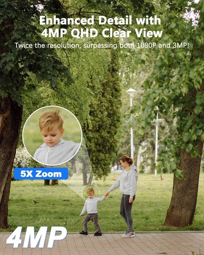 4MP QHD Solar Security Camera Outdoor WiFi 2 Pieces, UCOCARE 360° PTZ Surveil... - Picture 8 of 9
