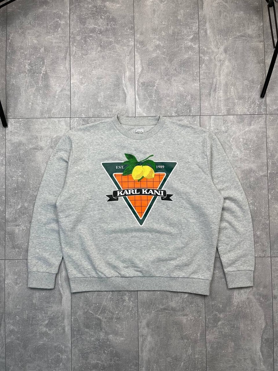 Karl Kani Oversized Lemon Fruit Logo Gray Sweatshirt size Men's XL