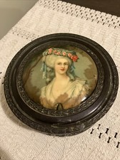 Vintage Metal Trinket Powder Box With Mirror....