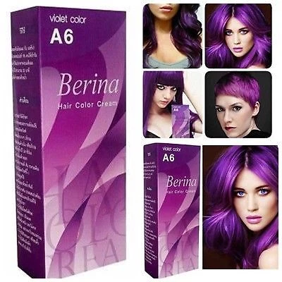 BERINA A6 TINTE PERMANENTE PARA EL CABELLO COLOR PÚRPURA VIOLETA MODA ENVÍO GRATUITO Foto 2 de 3
