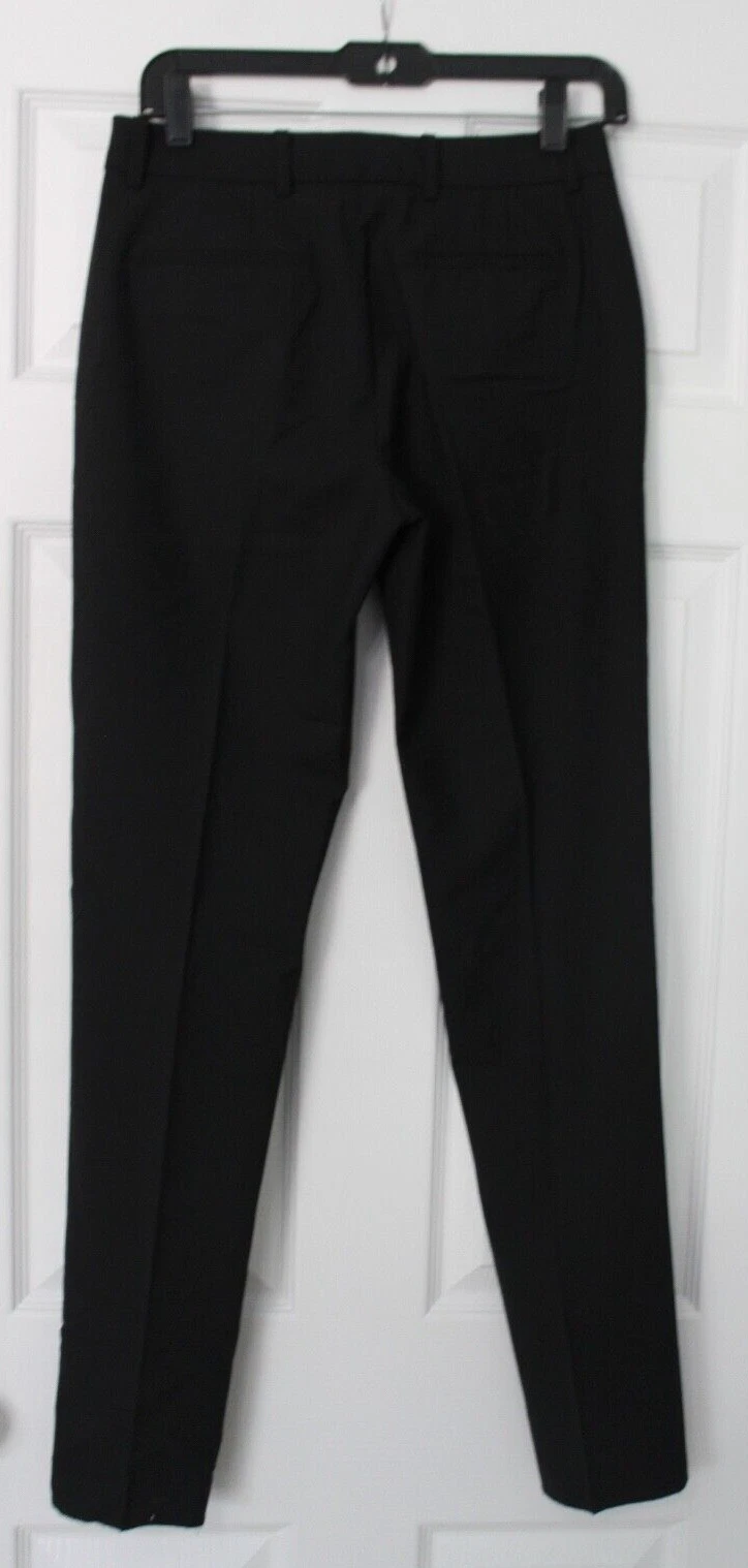 Pantaloni da donna neri Coach taglia 2 misto lana pantaloni piatti di design anteriori