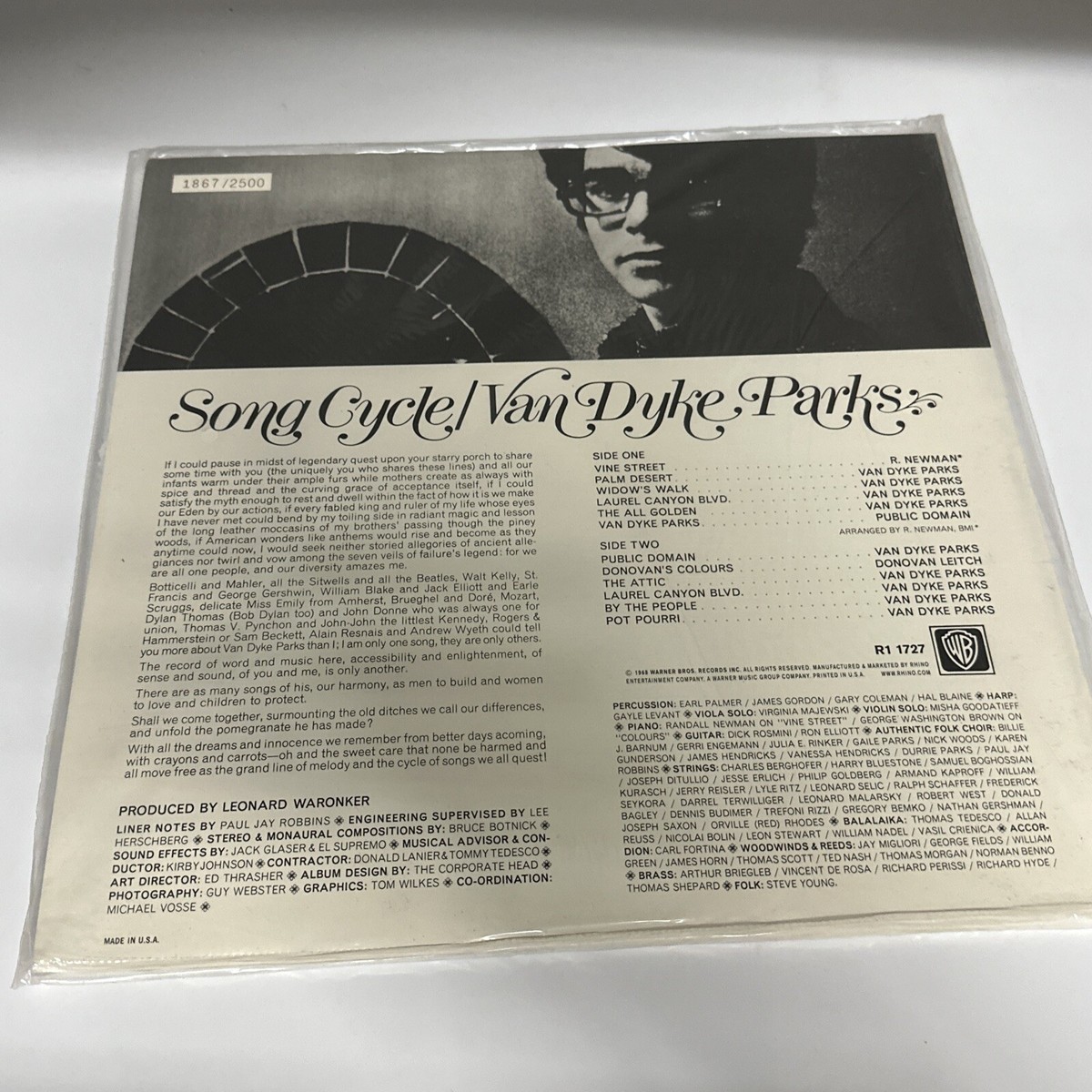 Van Dyke Parks: Song Cycle LP Vinyl MONO 2013 Limited Edition 180g