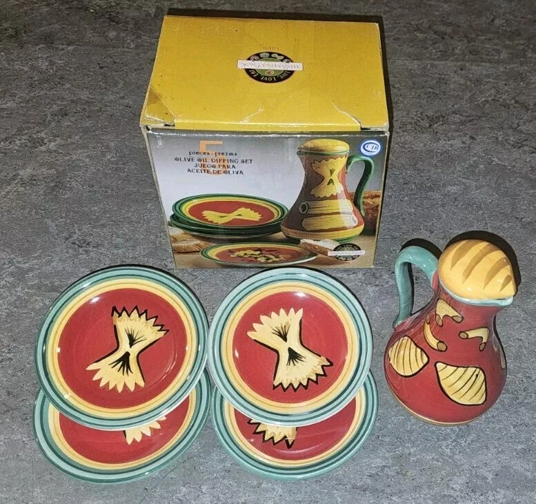 Wolfgang Puck Olive Oil & Vinegar Cruet - Set with Dipping Dish set 7044-DIPSET