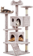 Deluxe 54" Cat Tree with Double Condo, Scratching Posts Play Balls