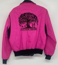 Pink & Black Embroidered Evening Shade Bomber Jacket Sz Xl Fairy Goth Retro