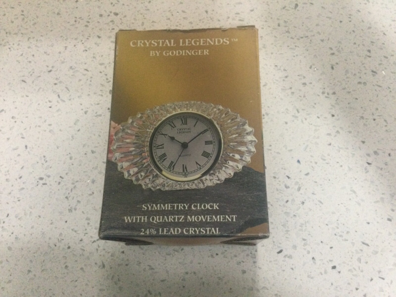 Crystal Legends 24% Lead Crystal “SYMMETRY " Clock By Godinger **NEW IN BOX**