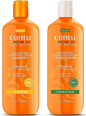 Cantu Sheabutter Sulfatfreie Reinigungscreme Shampoo & Creme Conditioner Neu