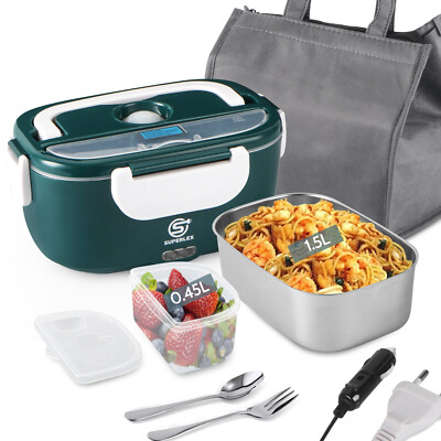 1.95L Elektrische Thermo Lunch box 60W Tragbarer Speisenwärmer mit Gabel, Löffel