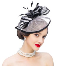Womens Sinamay Quill Disc Fascinator Hat Headband Occasion Wedding Hats A268