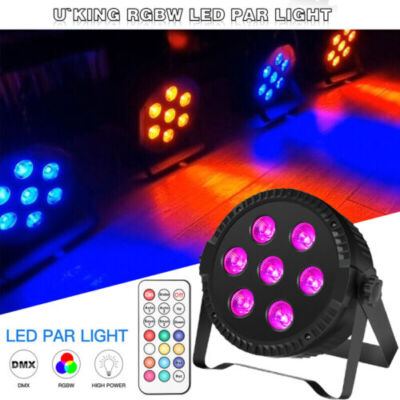 7LED Par Light DMX RGBW 4 IN 1 Strobe Stage Light Sound Activated Remote Control