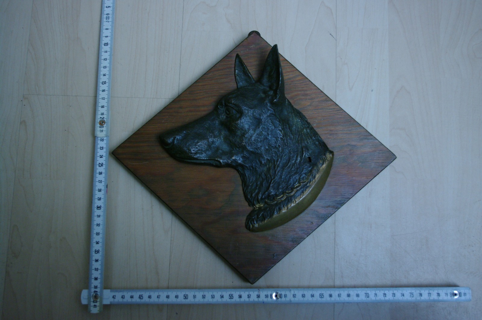 Schäferhund Kopf Bronzeguss – Kopf Relief Sammler Tierrelief selten Hund, image size:1600x1063