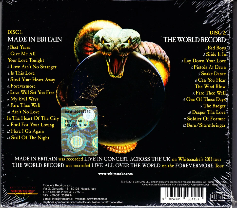 WHITESNAKE made in britain/ the world records 2CD NEU OVP/Sealed - Bild 2 von 2