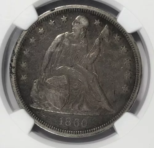 1860-O Seated Dollar. 1.00. NGC XF Details. Full Liberty and Shield.